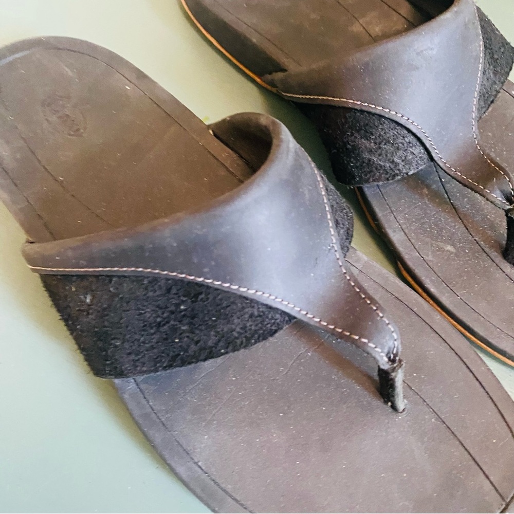 Chaco Women’s Hermosa Thong Sandal Leather Black 8 - Picture 5 of 9